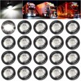 thumbnail image 1 of Luces LED de gálibo laterales redondas de 3/4", intermitentes delanteros y traseros, impermeables, para remolques, camiones, autobuses, furgonetas, caravanas, Wrangler, ATV, UTV (20 luces LED blancas), 1 of 2