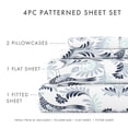 thumbnail image 4 of Noble Linens 4 Piece Pattern Microfiber Bed Sheets Set, Navy Garden Estate, Full, 4 of 12