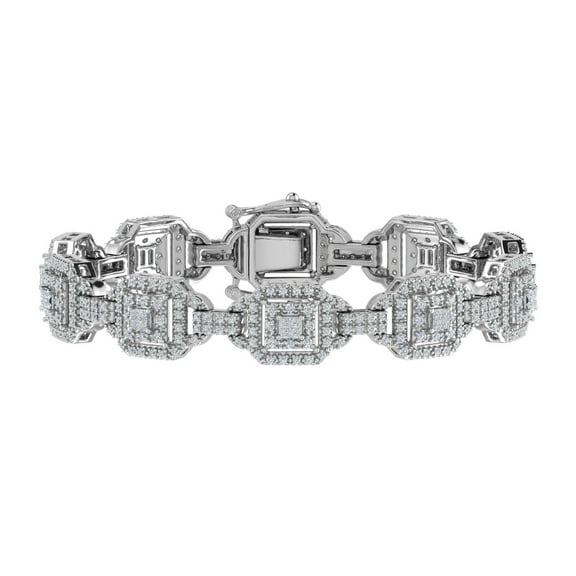 2 Carat Round and Princess Cut Diamond Link Bracelet in 925 Sterling Silver (7 Inch)