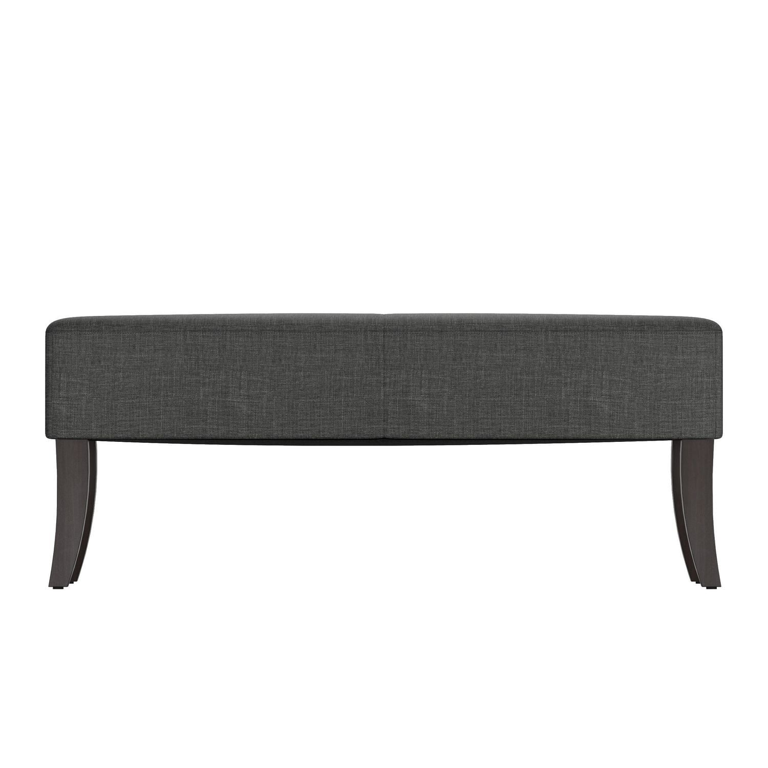 CorLiving Antonio 46" Wide Fabric Upholstered Indoor Bench with Curved Wood Legs, Dark Grey