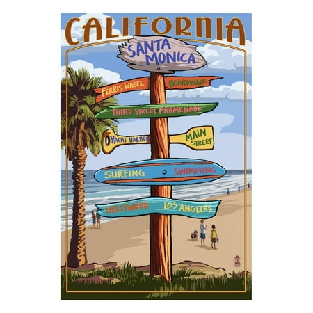 Santa Monica, California - Destination Sign Print Wall Art By Lantern (Best California Destinations In November)