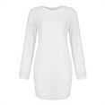 thumbnail image 3 of MRULIC dresses for women 2022 Trendy Womens Sweater Dress O Neck Long Sleeve Solid Knitted Fleece DressesWomen's Sweater Dress White + L, 3 of 5