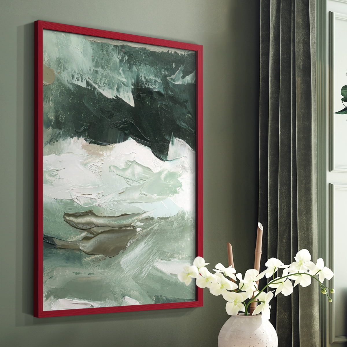 Crashing I Framed Print in Red Solid Wood Framed Print No Nail Hanging