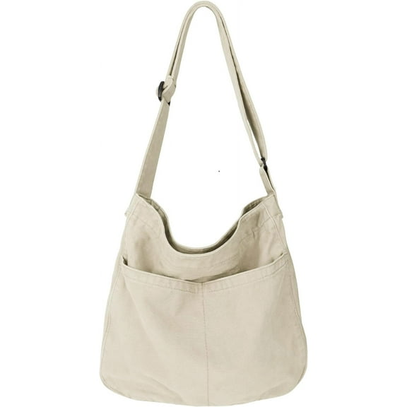 Canvas Tote Bag for Women Large Hobo Crossbody Handbags Casual Shoulder Purse with Multiple Pockets