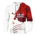 thumbnail image 4 of VBARHMQRT Beach Shirts for Men Male Printed Theme Casual Round Neck Button Bloodstain Pattern Plus Size Shirt Print Solid Color Hoodie Sweatshirt Brick Red, 4 of 5