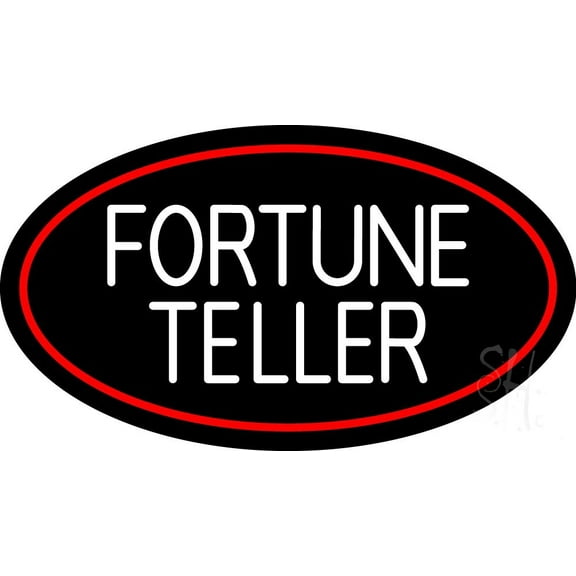 White Fortune Teller LED Neon Sign 20" Tall x 37" Wide - inches Black Square Cut Acrylic Backing, with Dimmer - Bright and Premium built indoor LED Neon Sign for Storefront.