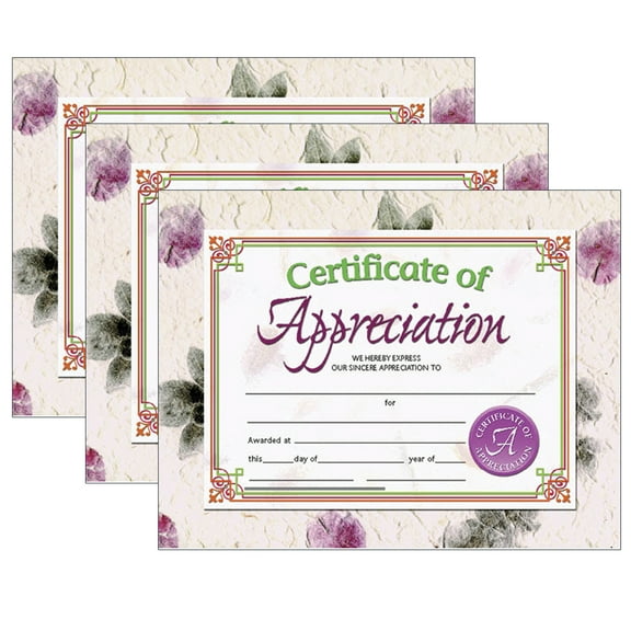 Hayes Publishing Certificate of Appreciation, 30 Per Pack, 3 Packs