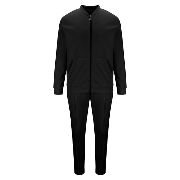 2024 End-of-year Clearance! Men's Waffle Tracksuits 2 Piece Activewear Full Zip Warm Tracksuit Sports Set Casual Long Sleeve Lapel Jackets with Sweatpants Jogging Sweatsuits - Black