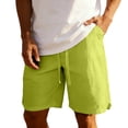 thumbnail image 3 of Men's Spandex Ice Silk Casual Shorts, Cool Silky Breathable Drawstring Elastic Waist Deep Side Pockets Elastic Leg Opening Pants for Summer Daily | TruHer,Yellow M, 3 of 9