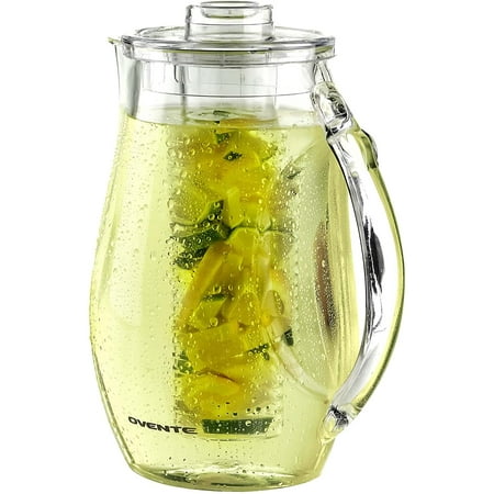 

Ovente Water Fruit & Tea Flavor Infuser Pitcher 2.5 Liter Portable BPA-Free Carafe Drip Free Spout Removable Lid Diffuser Filter Set Clear Plastic for Hot or Cold Juice Beverage Dispenser PIA0852C