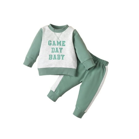 

Seyurigaoka Baby Girls Boy Gamr Day Clothes Outfit Letter Print Long Sleeve Pullover Tops + Stretch Casual Pants Set