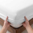 thumbnail image 3 of Twin Sze Fitted Sheet Set - White 2 Piece Bedding Sets 16" Deep Pocket Fitted Sheet with 1 Pillowcase, Farmhouse Solid White Color Modern Art Brushed Microfiber Hotel Luxury Bed Sheets, 3 of 9