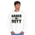 thumbnail image 5 of Gamer On Duty Video Games Nerdy Geeky Men's Crewneck Sweatshirt Brisco Brands X, 5 of 6