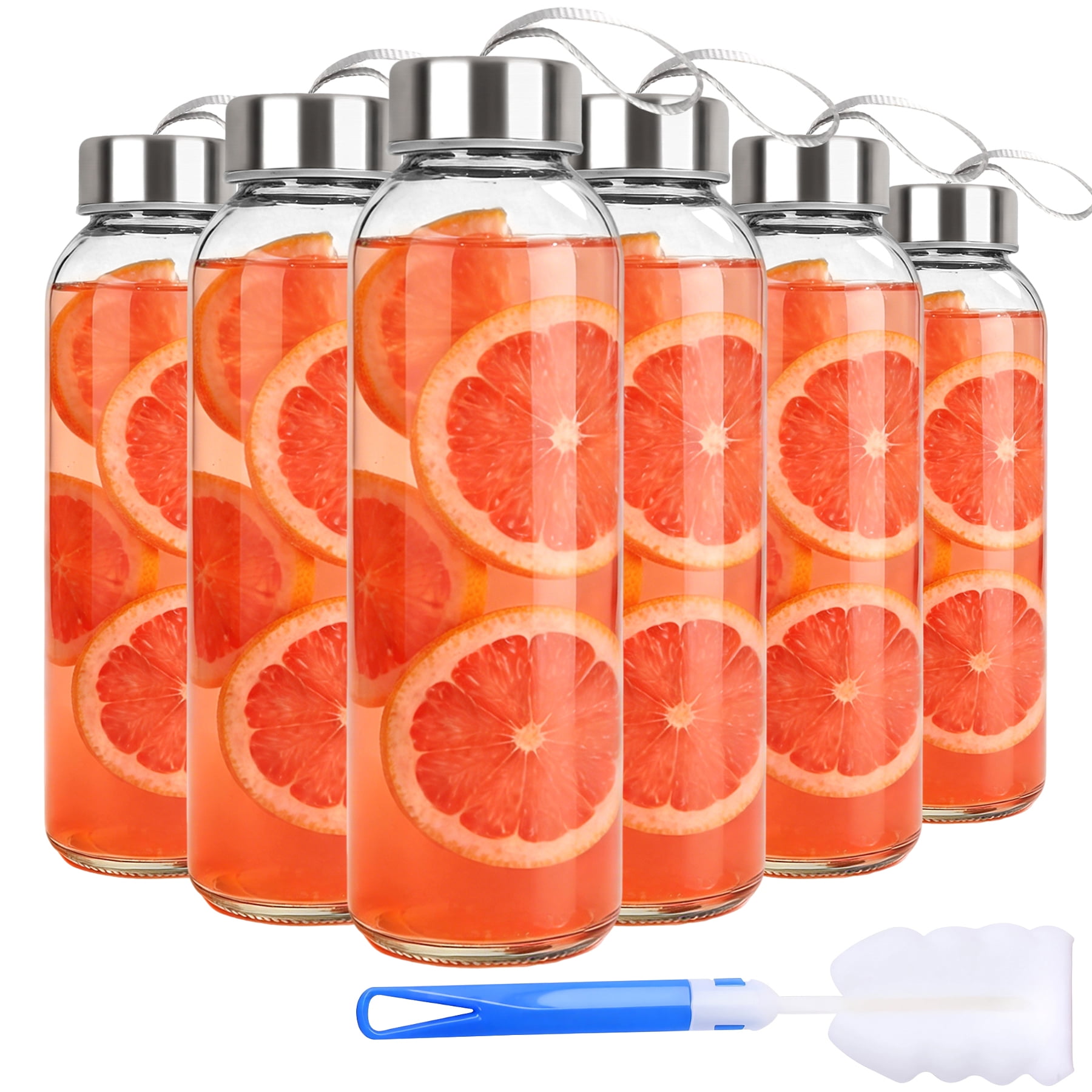 Aquasana Premium Borosilicate Glass Water Bottles and BPA Free Lid with  Stainless Steel Cover, 550ml, 6-pack - Walmart.com