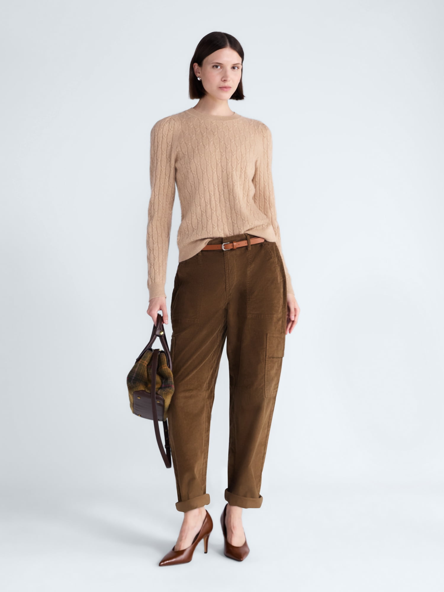Free Assembly Women's and Women's Plus High Rise Cropped Corduroy Cargo Barrel Pants, Reg and Short Inseam, Sizes XS-4X