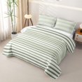 thumbnail image 3 of Castle Fairy Abstract Horizontal Stripe Quilt King 3 Pieces,Minimalist Thin Line King Coverlet Set,Olive Mint White,1 Bedspread and 2 Pillowcases, 3 of 7