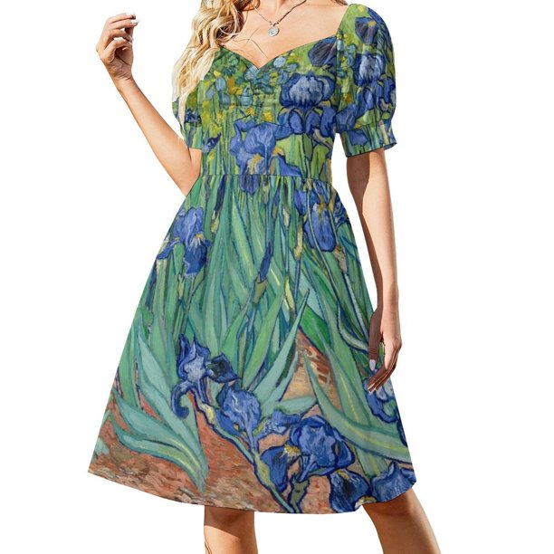 Irises vestido de manga corta vestido de mujer vestidos de estilo coreano vestidos de verano para mujer vestido de noche de lujo para mujer