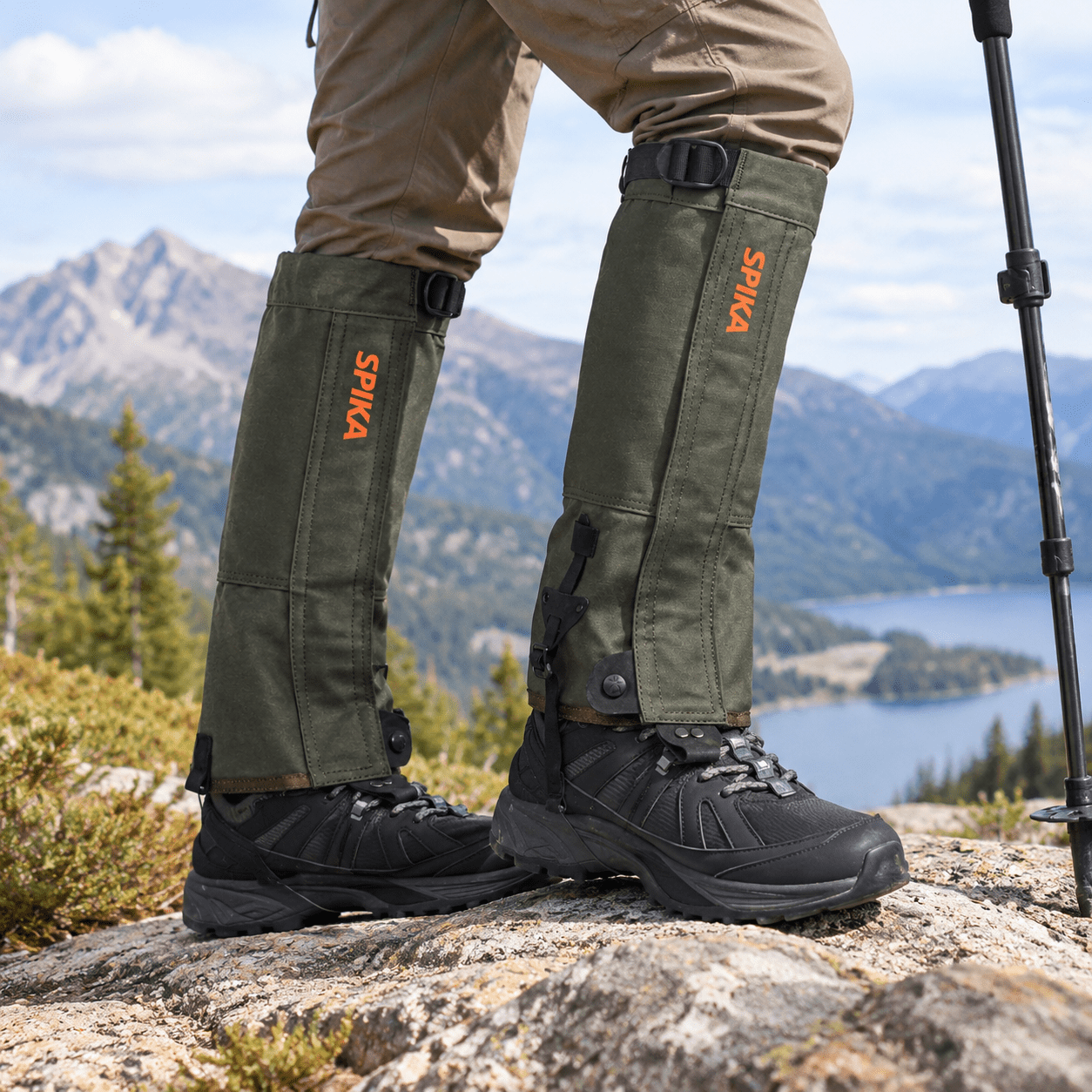 Olive Green Medium Strike Snake Gaiters Waterproof Adjustable Leg Protective Hiking Gear