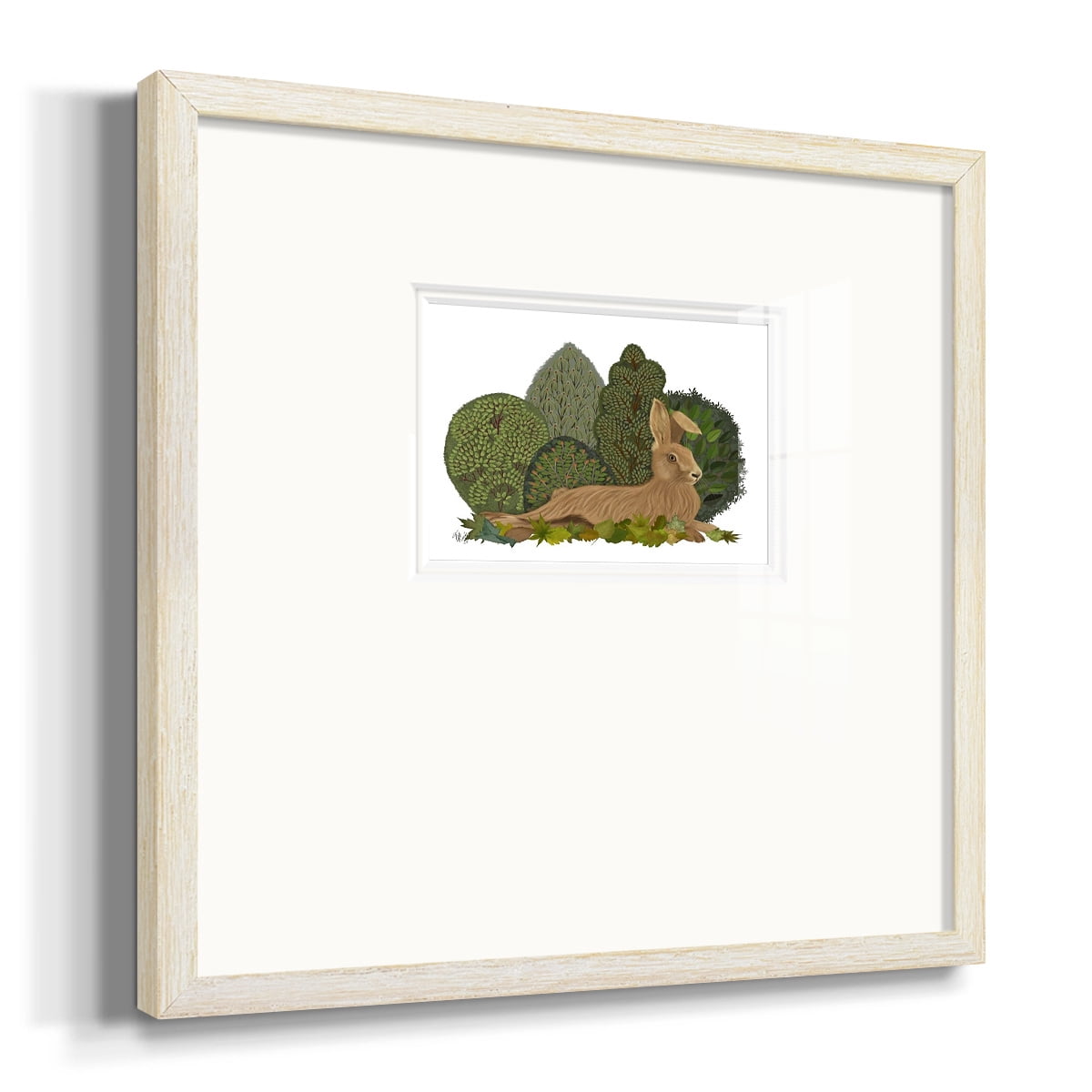 Hare Reclining in LeavesPremium Framed Print
