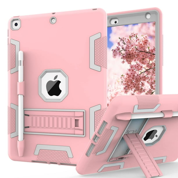 Funda CCMAO para iPad de 9ª, 8ª y 7ª generación de 10,2 pulgadas con soporte, color rosa