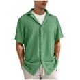 thumbnail image 5 of Atogsazn Men's Casual Summer Beach Shirts Button Down Short Sleeve Crochet Guayabera Shirts 01-Mint Green XXL, 5 of 9