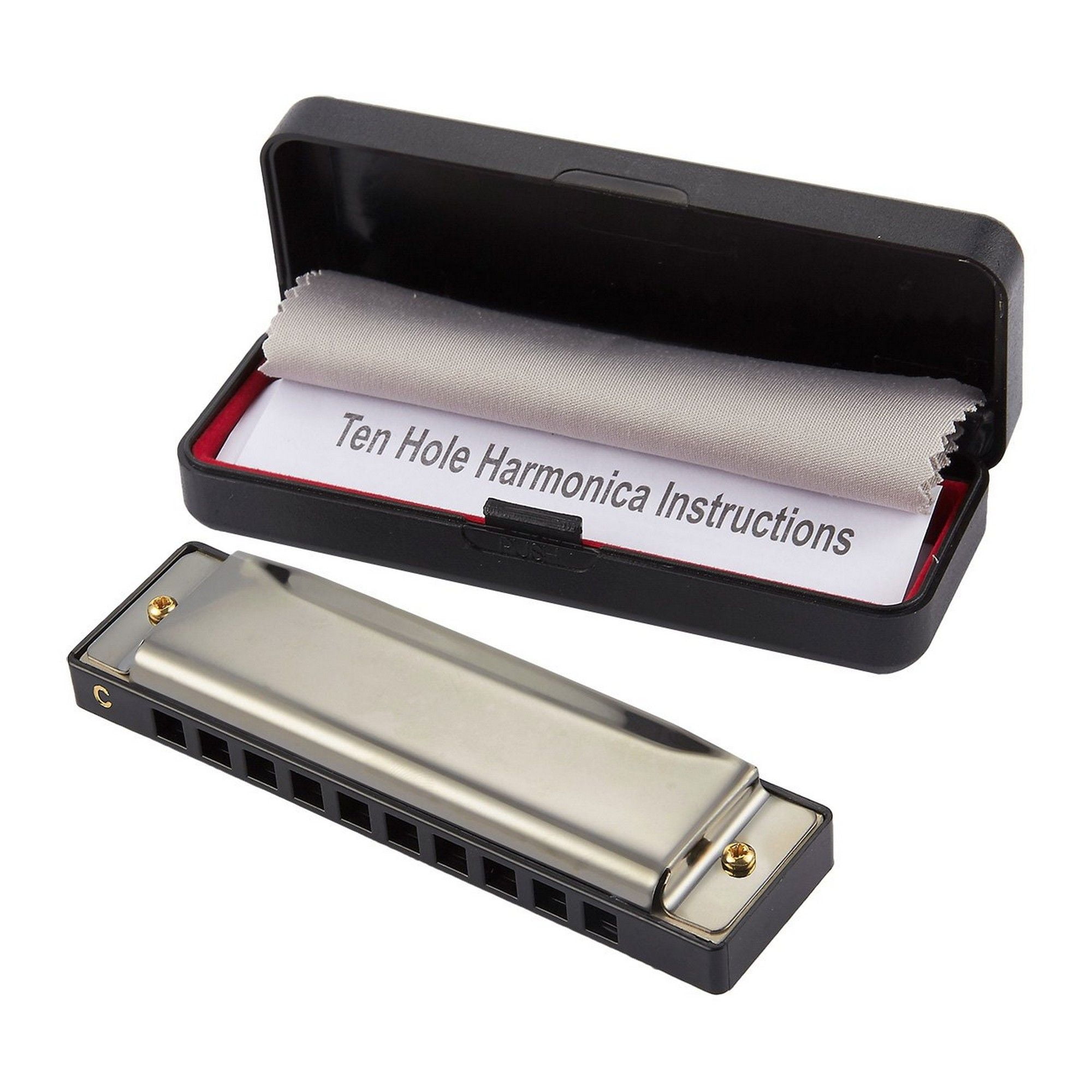 Diatonic Harmonica - 10-Hole Stainless Steel Harmonica with Case and ...
