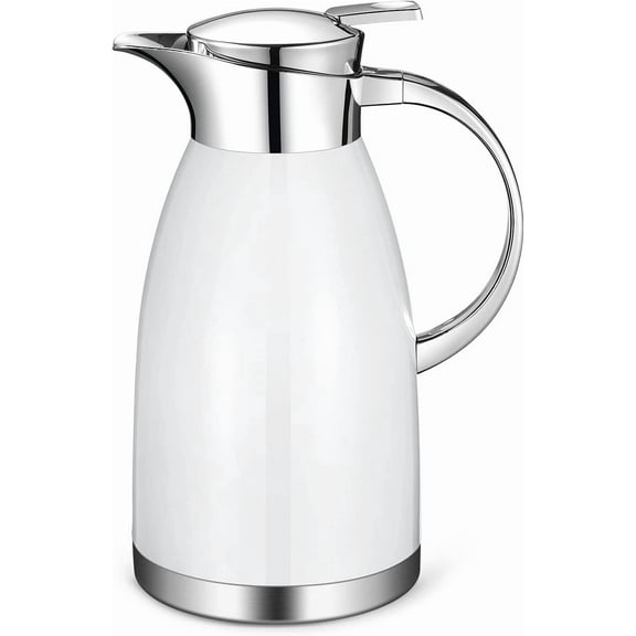 Thermal Coffee Carafe (64 Oz), 18/8 Stainless Steel Insulated Coffee Carafe - Elegant design, Double Walled Vacuum Flask for Tea, Water and Coffee