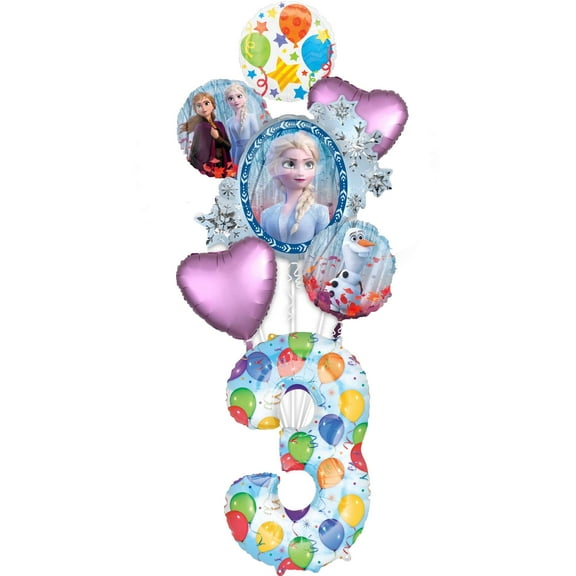 Frozen 2 Party Supplies 3rd Birthday Elsa, Anna and Olaf Balloon Bouquet Decorations