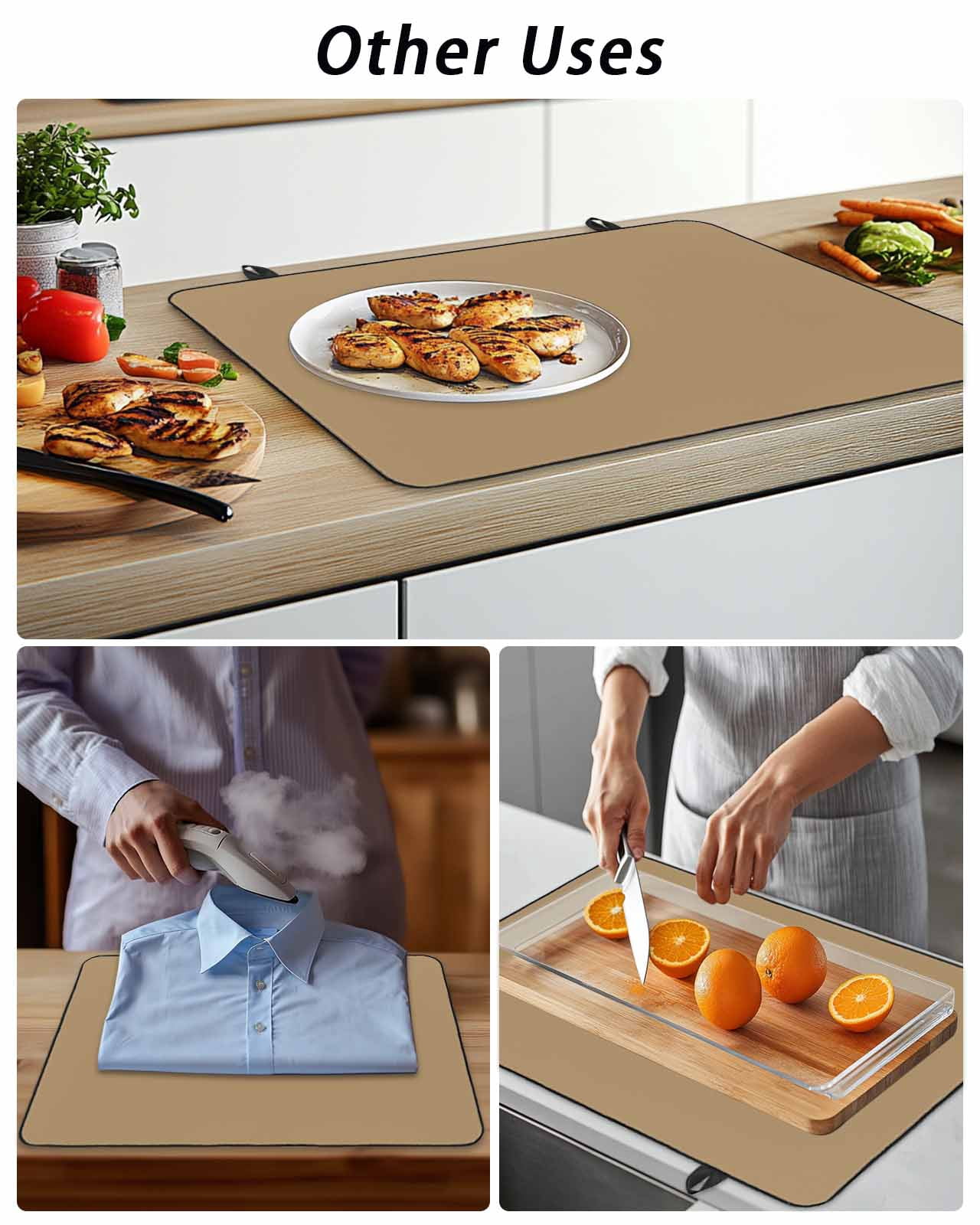Stove Top Covers for Electric Stove, Pure Khaki Glass Stovetop Cover Protector, Simple Solid Color Induction Cooktop Protector Oven Mat for Kitchen Countertop 24"x21"