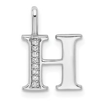 Auriga 14k White Gold Diamond Letter H Initial Pendant for Women(L- 15.08 mm, W- 10.84 mm)