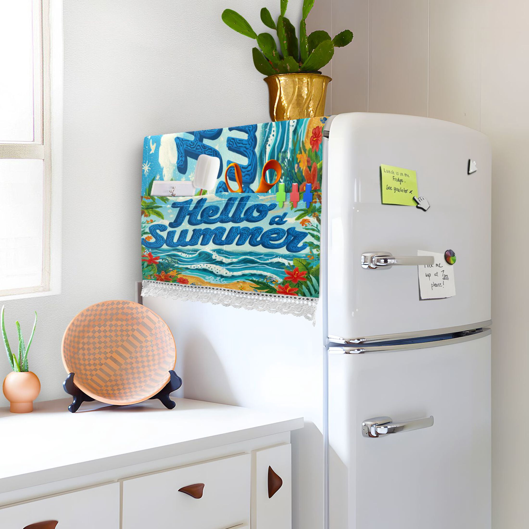 Wobogo Tropical Summer Waves Washing Machine Cover Dustproof Washer Dryer Cover Waterproof Laundry Room Decorative Protector