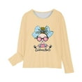 thumbnail image 4 of Cethrio Long Sleeve Tops for Girls, Printed Casual Crewneck Pullover Shirts Beige Size 9-10 T, 4 of 5