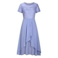 thumbnail image 5 of Bigersell Floral Dress Women Solid Short Sleeve Round Neck Lace Chiffon Mesh Waist Party Dresses Long Dress Women's Plus Ball Gown Dresses, Style 33121, Purple M, 5 of 6