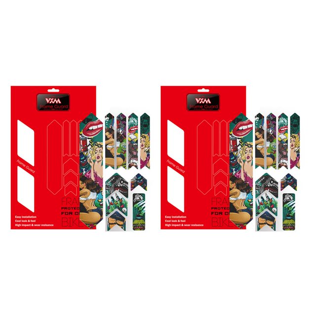 Sonducket Marco de bicicleta protección 3D PVC marco luminoso cubierta impermeable decoración montaña pegatina belleza de color 2piezas