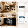 thumbnail image 4 of Lion Cabinet Curtains for Kitchen 35"W x 35"L, Modern Minimalist Black White Powerful Wild Animal Lion Head Laundry Sink Cabinets Magic Tape Short Curtain Privacy Panel for Bathroom Vanity Cabinets, 4 of 9