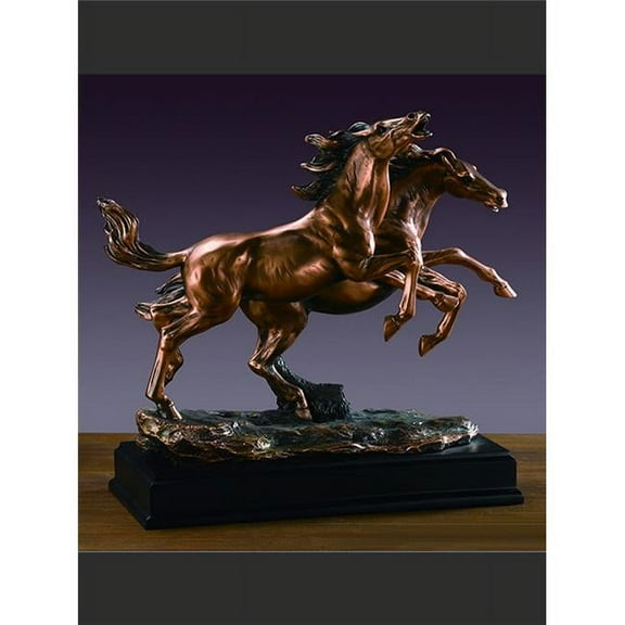 Marian Imports 53164 Two Running Horses Statue - Sculpture, Bronze Finish, 15.5" W x 13" H