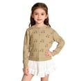 thumbnail image 2 of Lovzfmll Girls' Cherry Lace Knit Cardigan, Solid Color Long Sleeve Button Front Sweater, Openwork Design for Little Girls, 8-9 Years, 2 of 6