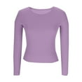 thumbnail image 4 of JJHGVB Slim Fit Thermal Long Sleeve Women Ribbed Knit T Shirt Casual Slim Basic Tee Basic Slim Casual Basic Fitted Basic Tops Basic Purple 2XL, 4 of 6