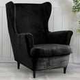 thumbnail image 4 of Rosnek Velvet Wing Back Slipcover Stretch Wingback Armchair Chair Polyester Cover Protector with Elastic Bottom for Living Room Bedroom Hotel, 4 of 6
