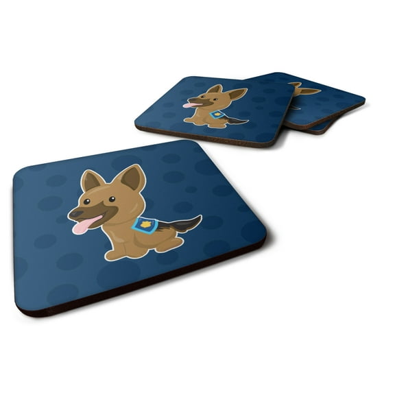 Police German Shepherd Foam Coaster Set of 4