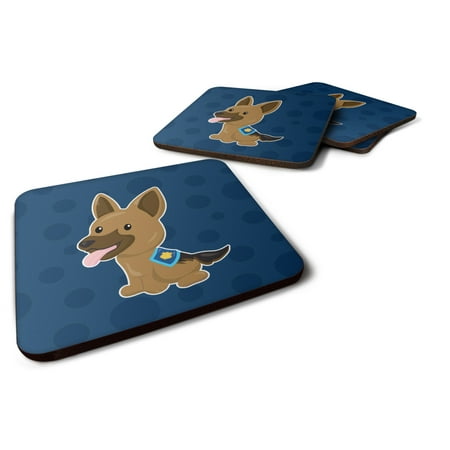 

Carolines Treasures BB7010FC Police German Shepherd Foam Coaster Set of 4 3 1/2 x 3 1/2 multicolor