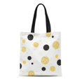 thumbnail image 1 of POGLIP Canvas Tote Bag Pattern Modern Chic Gold Black Polka Dot Pastel Line Durable Reusable Shopping Shoulder Grocery Bag, 1 of 1
