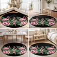 thumbnail image 4 of Round Rugs 4Ft, Pink Flamingos Round Area Rug Washable Indoor Throw Carpet, Summer Botanical Black Tropical Watercolor Soft Non Slip Circle Rug for Kitchen Nursery Room Home Decor Aesthetic, 4 of 8