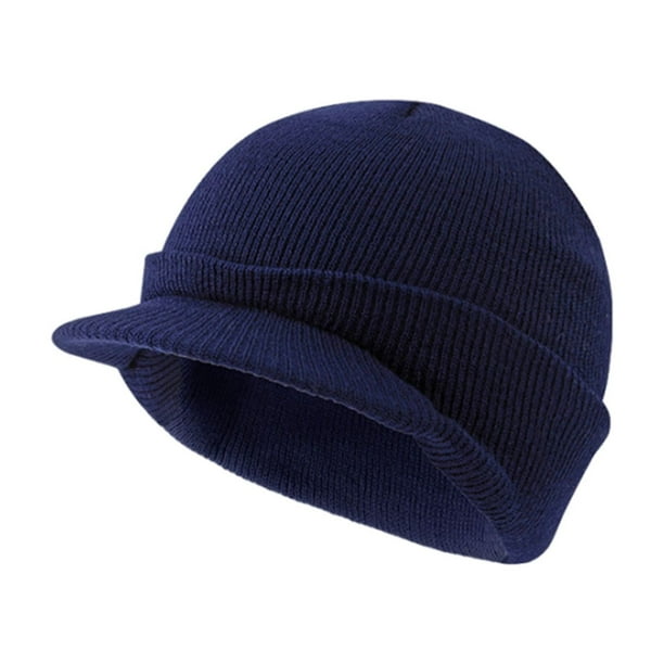 Sombreros Gorro de punto liso para mujer Gorra con visera cálida Gorro de punto para mujer
