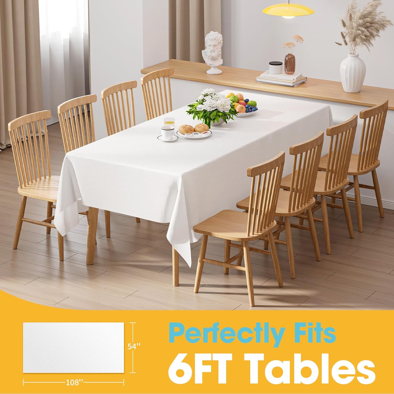 Hoey Disposable Plastic Tablecloths, 12-Pack photo 3