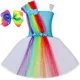thumbnail image 3 of Vestido de tutú de arcoíris para niñas, vestido de fiesta de cumpleaños, vestido de princesa de tul con purpurina, disfraz de carnaval festivo para niñas pequeñas, 3 of 5