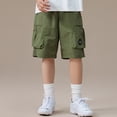 thumbnail image 2 of Gubotare Boys Cargo Shorts Summer Elastic Waist Casual Hiking Shorts Kids Pull on Athletic Running Activewear with Multi Pockets 13T 14T (Green,13-14 Years), 2 of 9