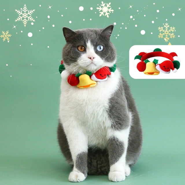 Xihbxyly Oferta Prime Collar de Bola para Mascotas, Campana de Tela de Felpa, Sombrero de Árbol de Navidad, Cadena Decorativa Colorida para Collar de Perro