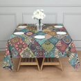 thumbnail image 3 of Multicolor Ethnic Geometric Pattern Square Tablecloth,Waterproof Square Table Cover,Wipeable Spillproof Washable Table Cover for Home Kitchen Party Decor 52"x52"(132x132cm), 3 of 6