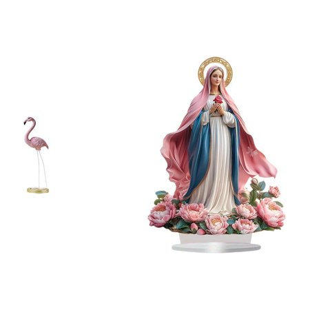 Flamingo Resin Bird Figurine Sculpture Acrylic Standing Ornament for Lawn Bookshelf Bedroom Kitchen